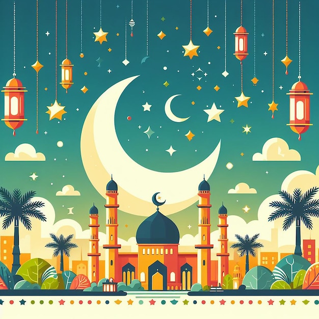 Ramadan background with mosque