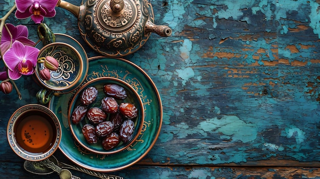 Ramadan Concept with Dates and Tea