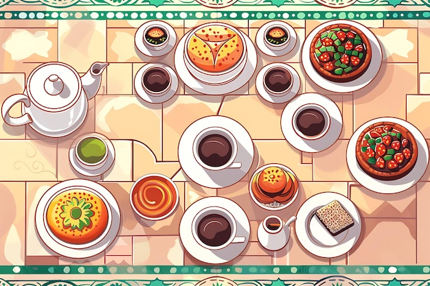 Ramadan concept with top view of arabic food