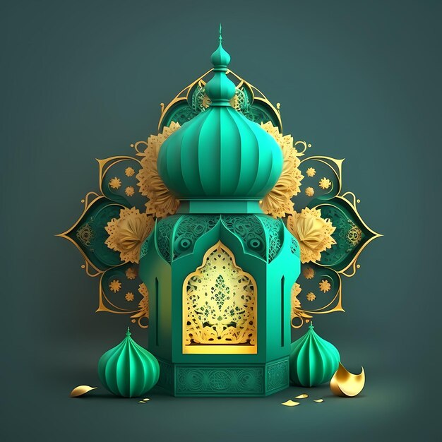 Ramadan Decoration Background 3D render