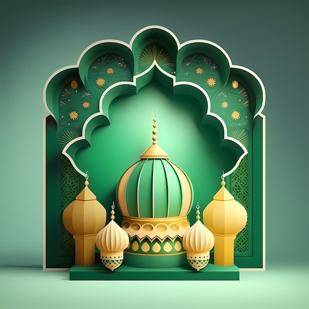 Ramadan Decoration Background 3D render