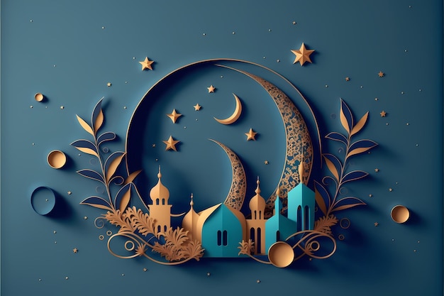 Ramadan Decoration Background 3D render