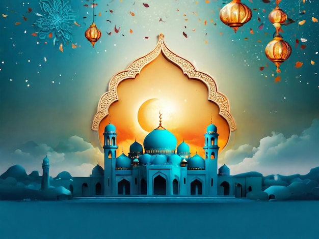 Ramadan eid mubarak islamic background generated by AI