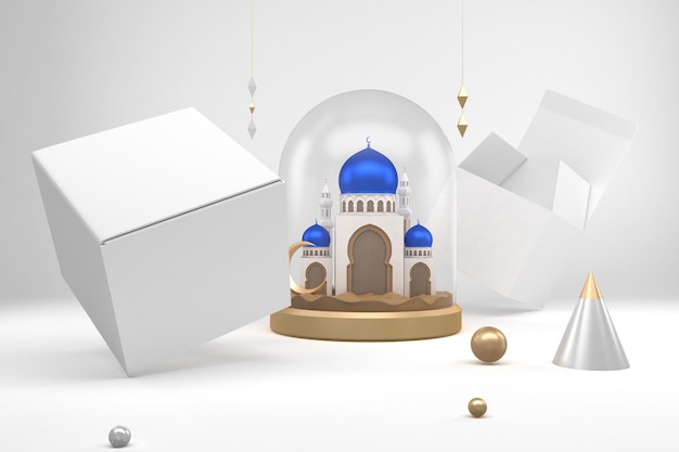 Ramadan Floating Boxes In White Background