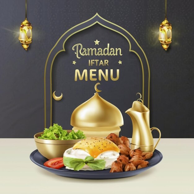 Ramadan food menu social media post template design ai generated