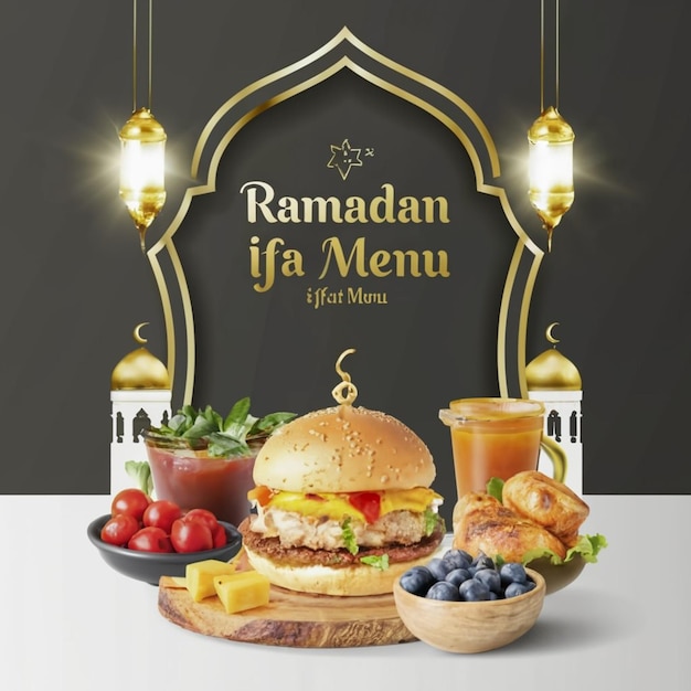 Ramadan food menu social media post template design ai generated