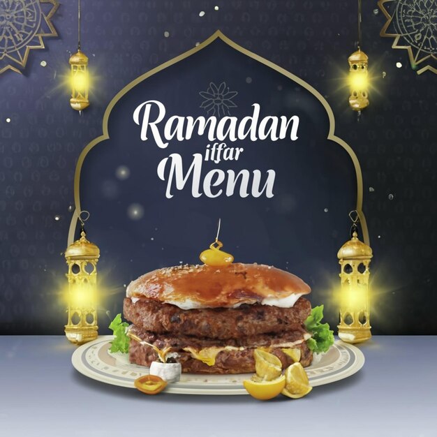 Ramadan food menu social media post template design ai generated