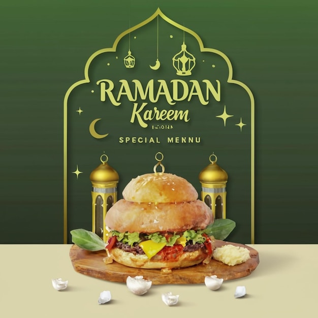 Ramadan food menu social media post template design ai generated