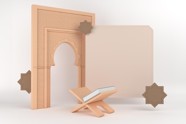 Ramadan Gate With Frame Left Side In White Background