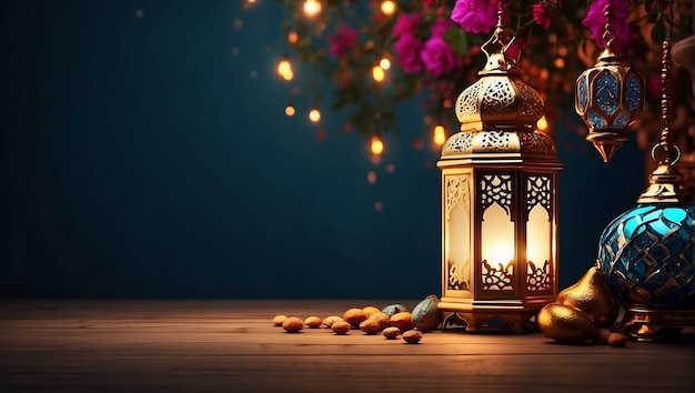 Ramadan Glowing lanterns Background