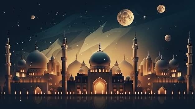 Ramadan holiday background Illustration AI Generative