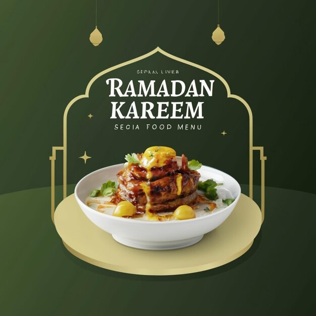 Photo ramadan iftar party food menu elements social media post template design 3d ai created