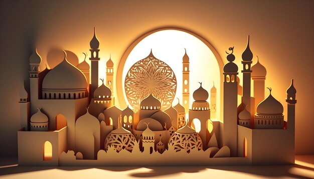 Ramadan Kareem 3d Papercut Mosque