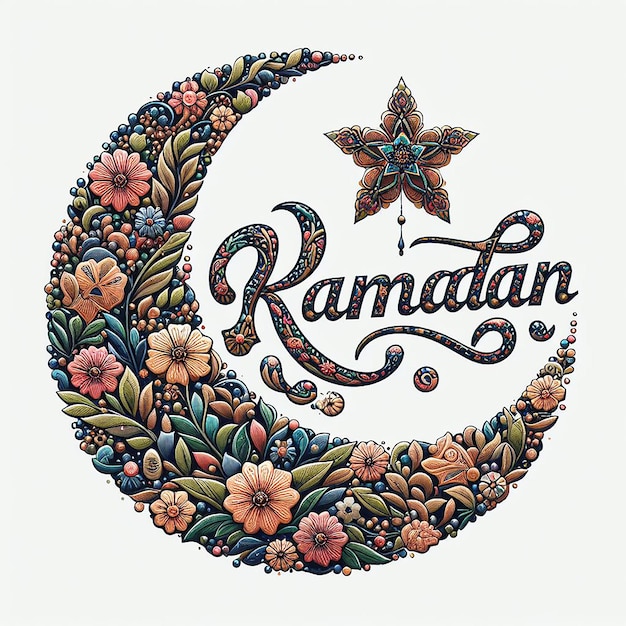 Ramadan Kareem Adorned with Intricate Floral Patterns Merging Nature with Typography