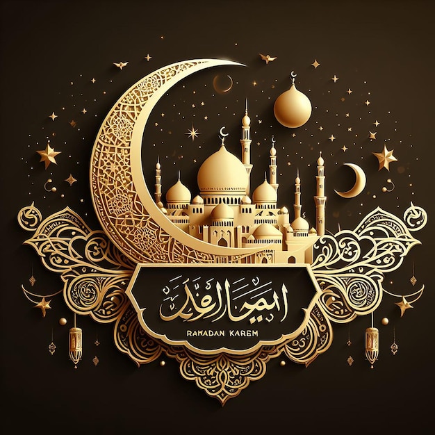 Ramadan kareem arabic golden banner