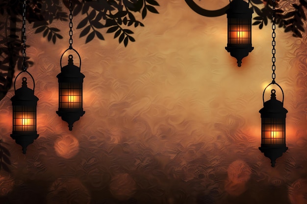 Ramadan kareem background on a bokeh lights design