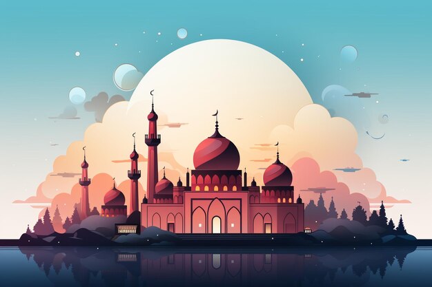 Ramadan kareem background in line style