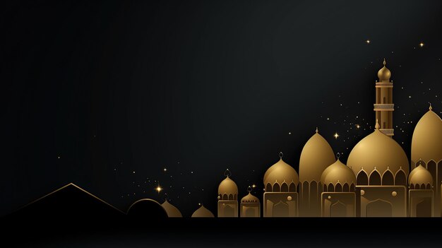 Ramadan Kareem background Mosque silhouette background Islamic design greeting card