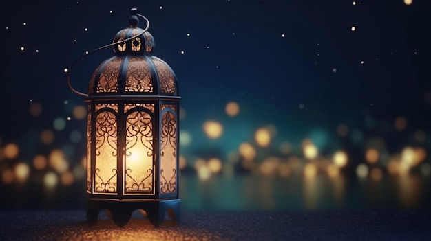 Ramadan Kareem background Ramadan lantern on bokeh background Eid Mubarak background Eid greeting