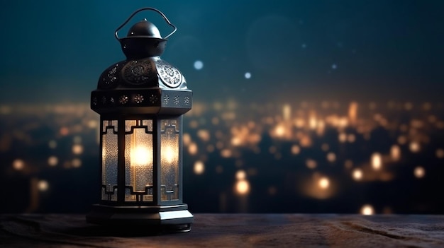 Ramadan Kareem background Ramadan lantern on bokeh background Eid Mubarak background Eid greeting