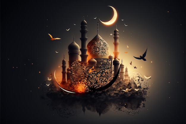 Ramadan kareem background with nocturnal design