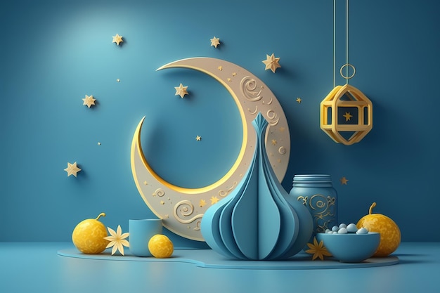 Ramadan kareem Celebration, Decoration 3D Render Illustration