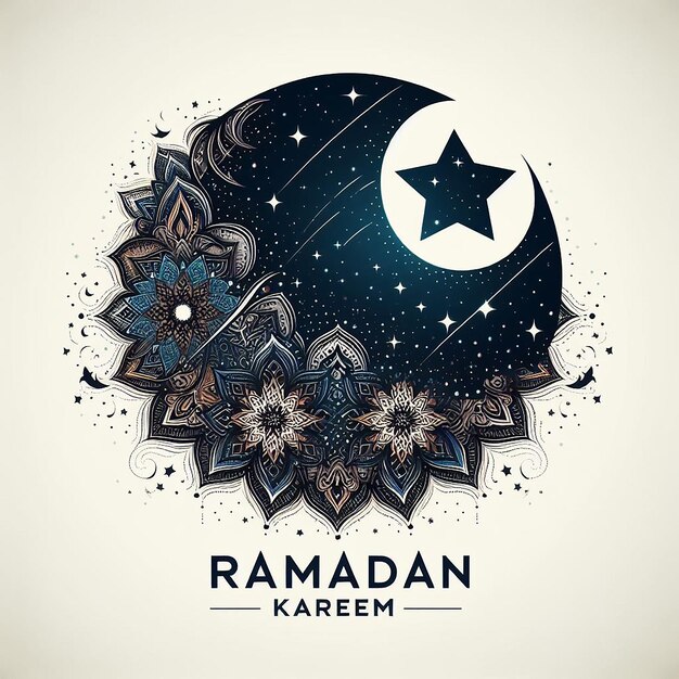 Ramadan Kareem Composed of a Starry Night Sky Motif Reflecting the Night of Ramadan