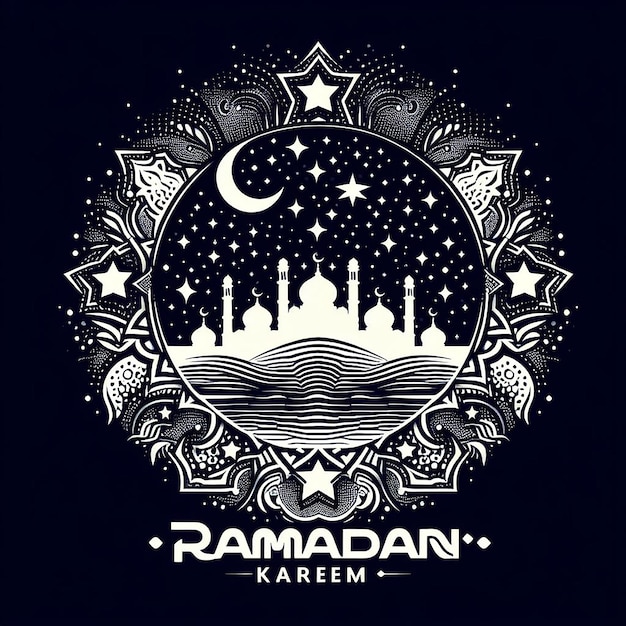 Ramadan Kareem Composed of a Starry Night Sky Motif Reflecting the Night of Ramadan