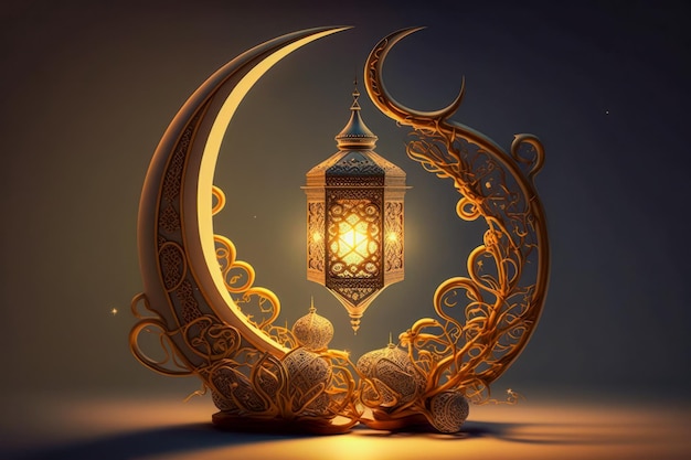 Ramadan Kareem concept with traditional lantern Creative AI