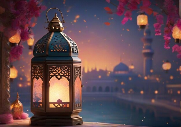 Ramadan Kareem Eid Mubarak background Ai generated