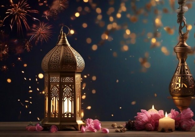 Ramadan Kareem Eid Mubarak background Ai generated