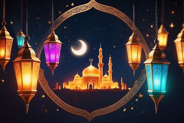 Ramadan Kareem amp Eid Mubarak amp Eid al Adha colorful traditional celebration background