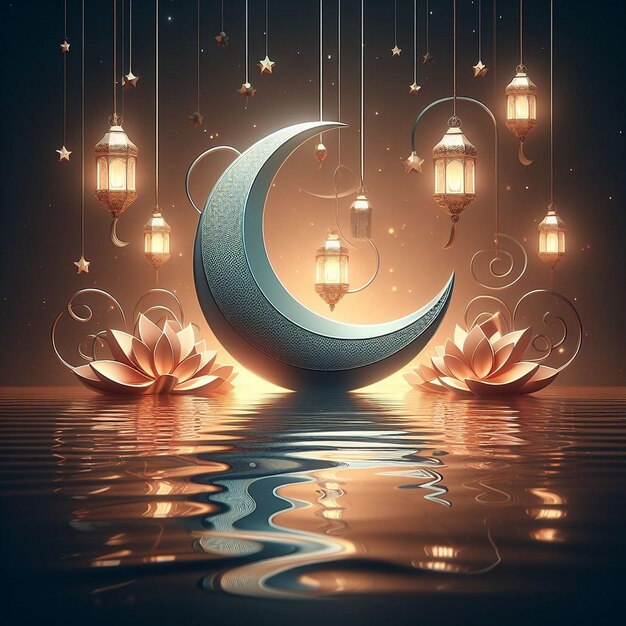 Ramadan kareem eid mubarak illustration template ai generated images