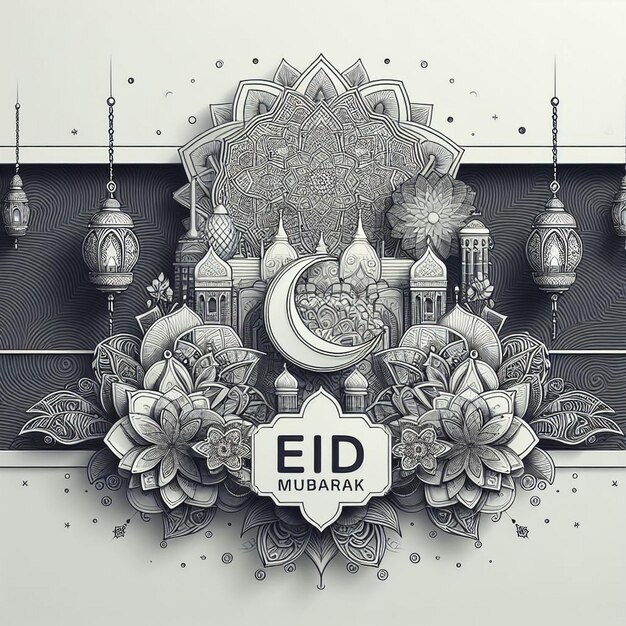 Photo ramadan kareem eid mubarak illustration template ai generated images