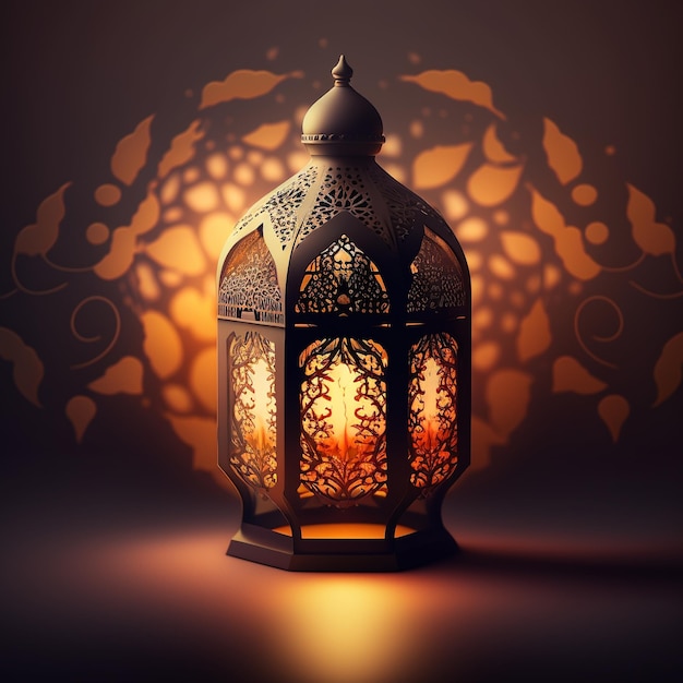 ramadan kareem and eid mubarak with mosque and lanterns