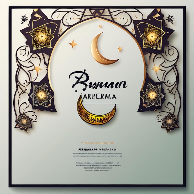 Photo ramadan kareem greeting banner luxury ramadan dark paper cut