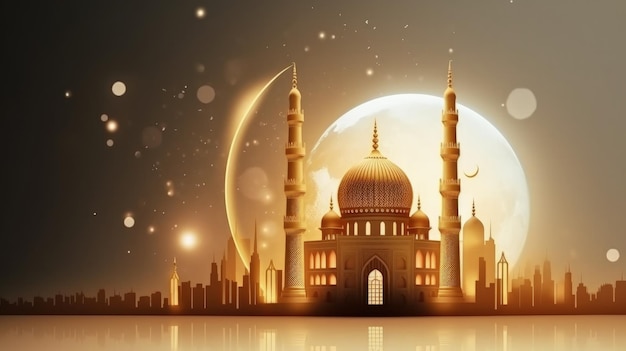 Ramadan Kareem Greeting card Illustration AI GenerativexA