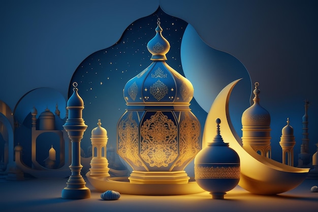 Ramadan Kareem greeting card Ramadan Kareem background Generative AI