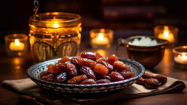 Ramadan Kareem and Iftar Muslim food holiday