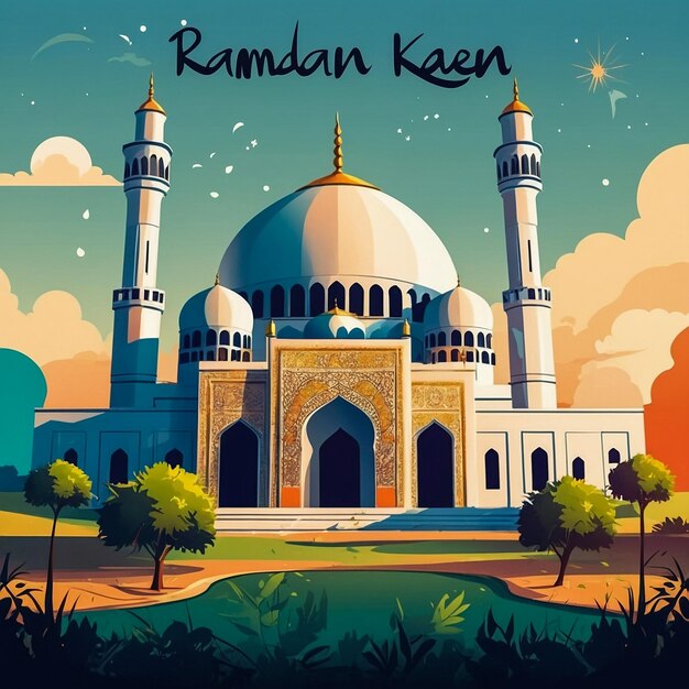 Ramadan kareem Islamic greeting card vector illustration design