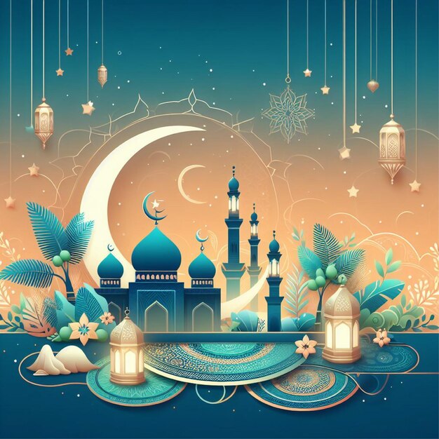 Ramadan kareem islamic greeting social media post background invitation for muslim community