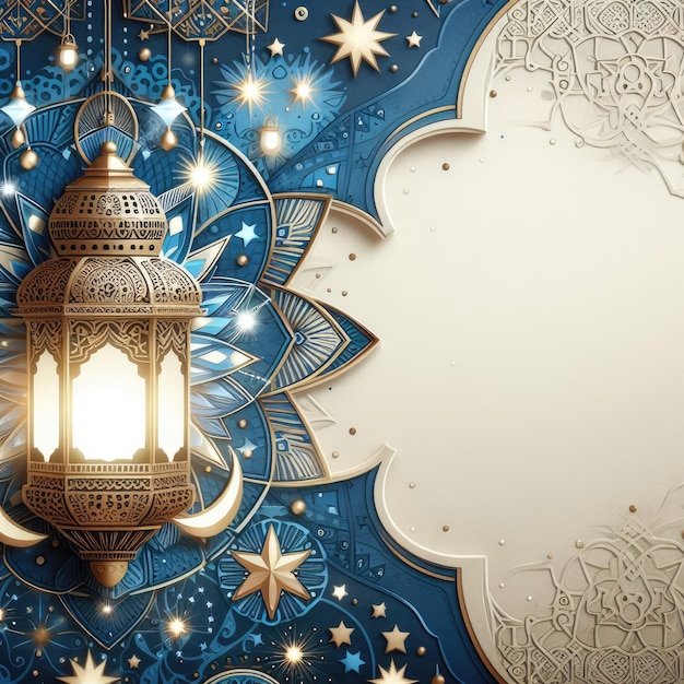 Ramadan kareem islamic religious classic background design with copy space