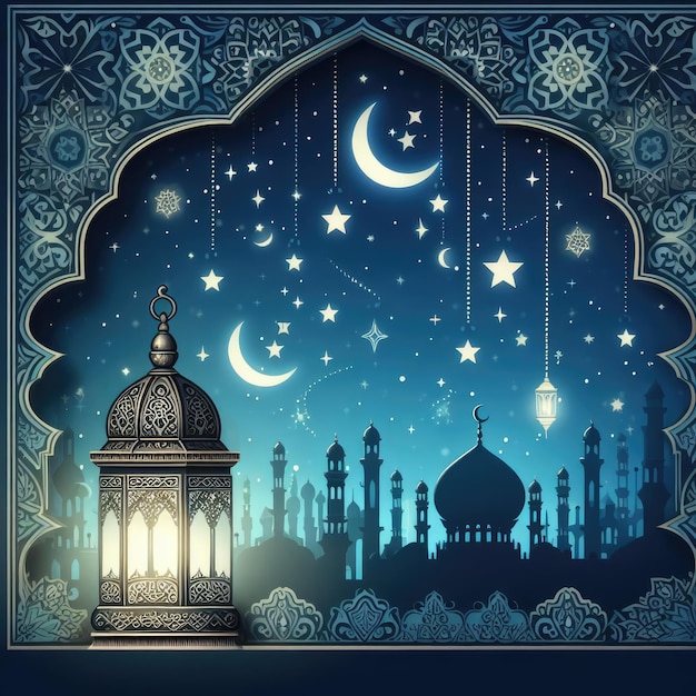 Ramadan Kareem islamic religious classic background design with text area