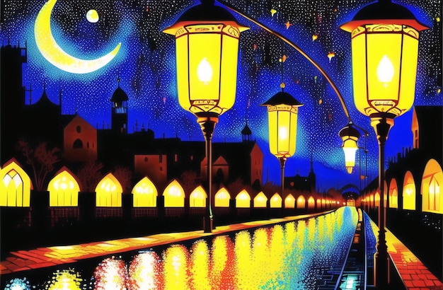 Ramadan Kareem Lanterns islamic culture Islamic Ramzan Festival Banner Holy month Ai Generated