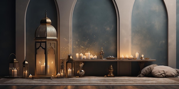 The Ramadan Kareem lights backdrop exudes stunning luxury