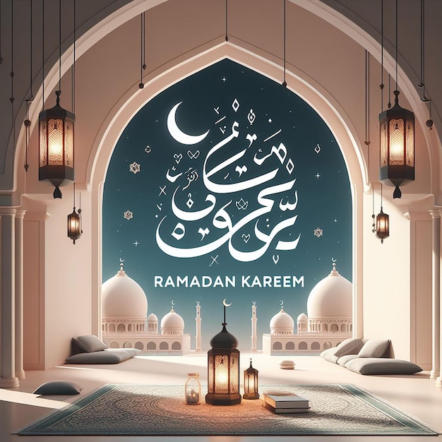 Ramadan Kareem in Minimalist Contemporary Font with Ample Spacing for Clean Modern Look