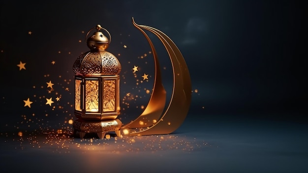 Ramadan Kareem Moon on Shiny Glitter