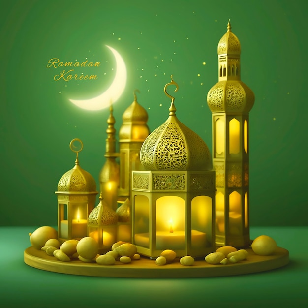 Ramadan kareem mosque element in ornate arabic Muslim community festival Generative AI