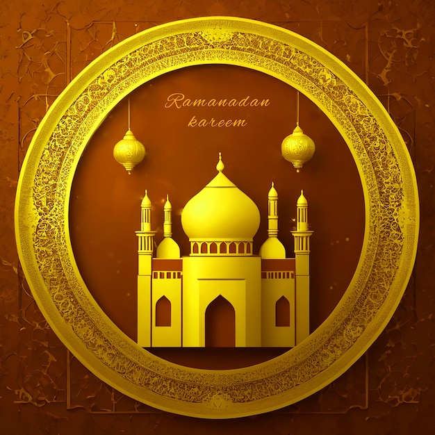 Ramadan kareem mosque element in ornate arabic Muslim community festival Generative AI