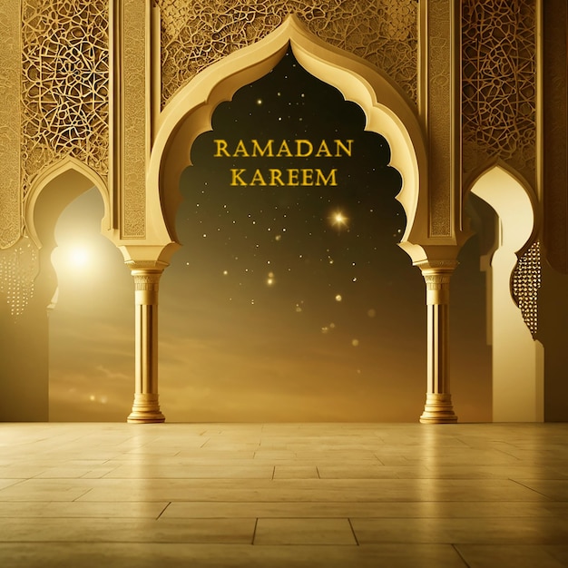 Ramadan kareem mosque element in ornate arabic White golden colors Generative AI